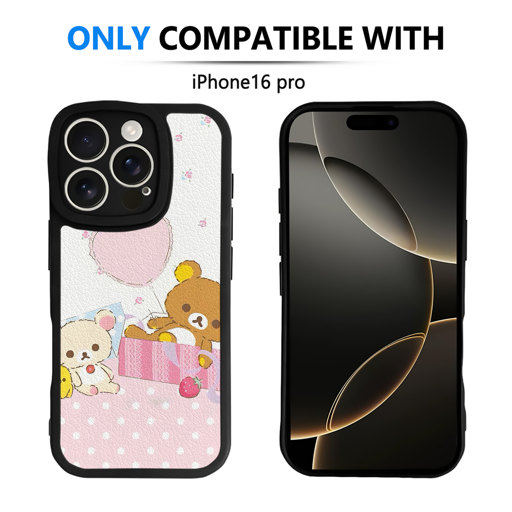 （画像用） リラックマ リラックマ キイロイトリ Rilakkuma Korilakkuma Kiiroitori 【iPhone 16シリーズ対応】シリコンスマホケース（レザー調） 材質：シリコン